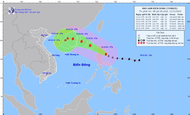 (ĐCSVN) – Cơ quan khí tượng dự báo trong 24 giờ tới, bão Toraji đi vào Biển Đông và trở thành cơn bão số 8 trong năm 2024.