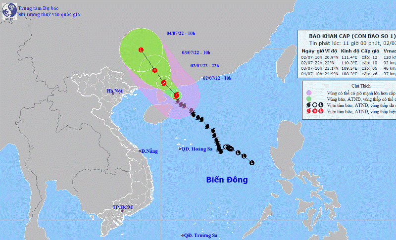  Bão số 1 giật cấp 15 cách Quảng Ninh 350km 