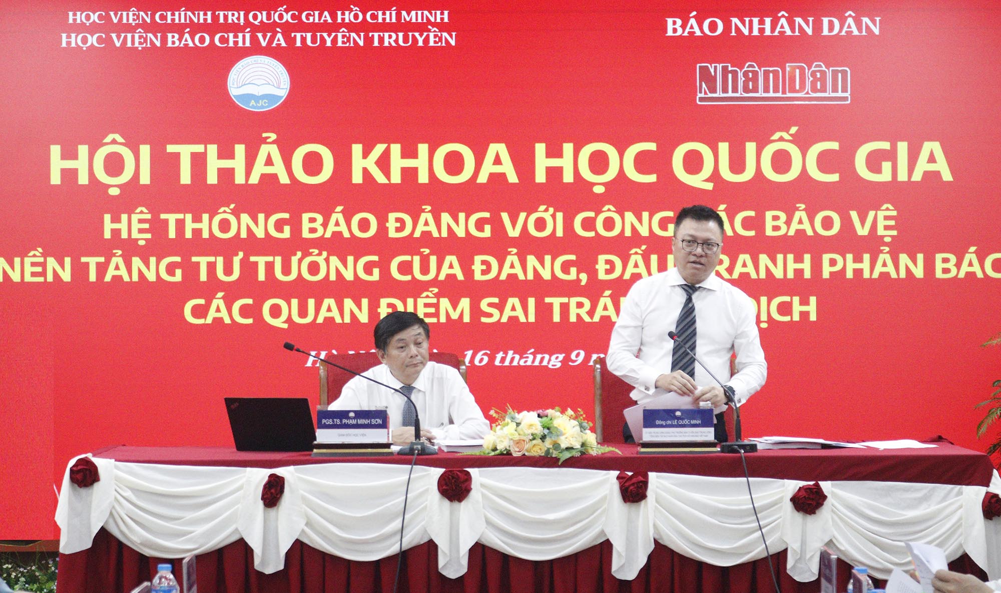 (ĐCSVN) - Tổng Biên tập Báo Nhân Dân, Chủ tịch Hội Nhà báo Việt Nam Lê Quốc Minh cho rằng, phải có những giải pháp tổng thể, đồng bộ nhằm nâng cao hơn nữa chất lượng hoạt động của các cơ quan báo Đảng trong tình hình mới, đảm bảo các cơ quan báo Đảng tham gia ngày càng hiệu quả hơn vào công tác bảo vệ nền tảng tư tưởng của Đảng, đấu tranh phản bác các quan điểm sai trái, thù địch trong bối cảnh hiện nay.