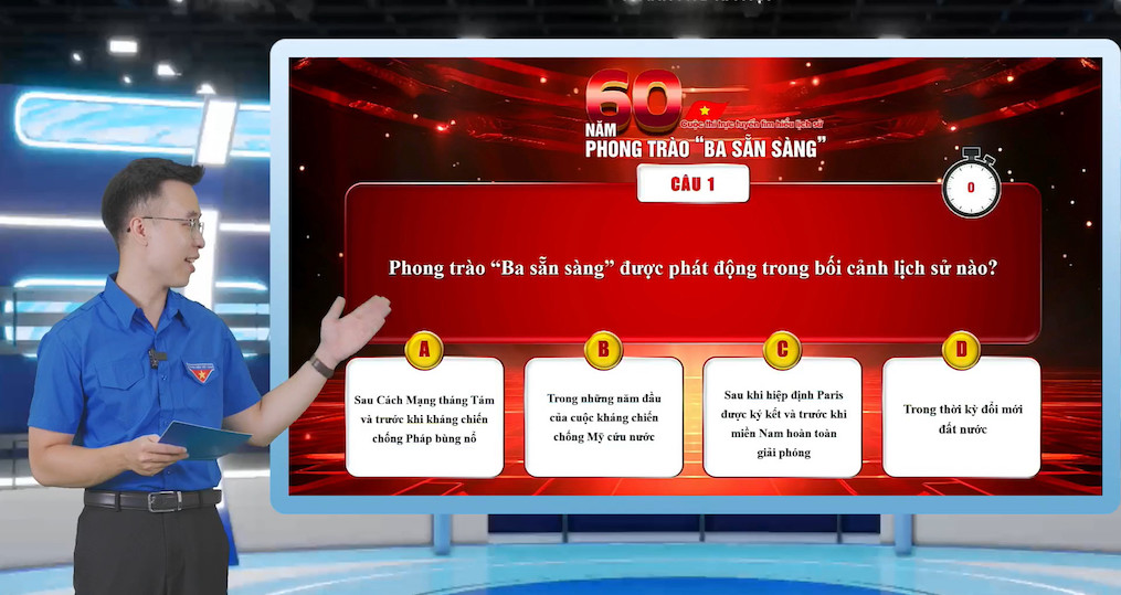 (ĐCSVN) - Cuộc thi tìm hiểu lịch sử 60 năm phong trào “Ba sẵn sàng” với 04 buổi thi diễn ra trực tuyến trên Fanpage Thành đoàn Hà Nội trong 02 tuần đầu tháng 7 đã thu hút hơn 200.000 lượt tương tác và có hơn 30.000 lượt bình luận tham gia trả lời câu hỏi.