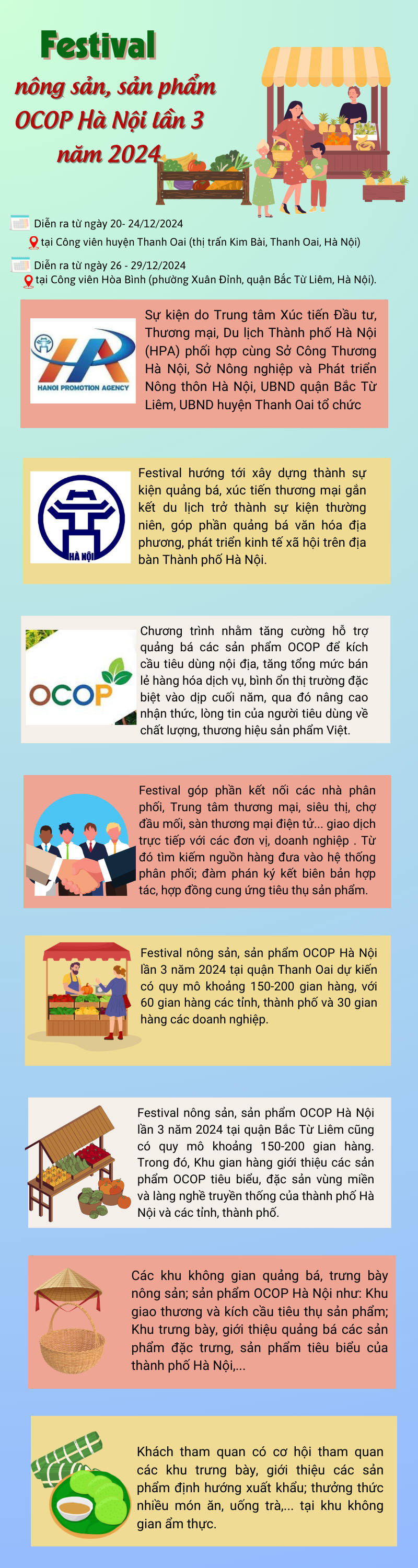 (ĐCSVN) - Festival nông sản, sản phẩm OCOP Hà Nội lần 3 năm 2024, do Trung tâm Xúc tiến Đầu tư, Thương mại, Du lịch Thành phố Hà Nội (HPA) phối hợp cùng Sở Công Thương Hà Nội, Sở Nông nghiệp và Phát triển Nông thôn Hà Nội, UBND quận Bắc Từ Liêm, UBND huyện Thanh Oai tổ chức.