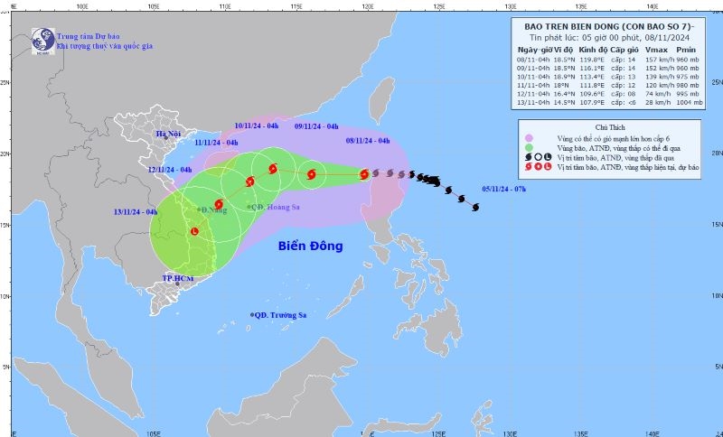 (ĐCSVN) - Phó Thủ tướng Trần Hồng Hà vừa ký Công điện số 114/CĐ-TTg ngày 7/11/2024 của Thủ tướng Chính phủ yêu cầu các Bộ, ngành, địa phương liên quan chủ động ứng phó bão YINXING.