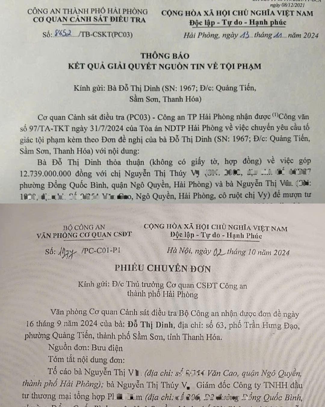 (ĐCSVN) - Cơ quan Cảnh sát điều tra, Công an TP Hải Phòng mới đây có văn bản cho biết, đã tiếp nhận vụ việc do TAND TP Hải Phòng chuyển đến trong vụ việc lừa đảo góp vốn chiếm đoạt tài sản tại Hải Phòng đang thu hút sự chú ý của dư luận. 