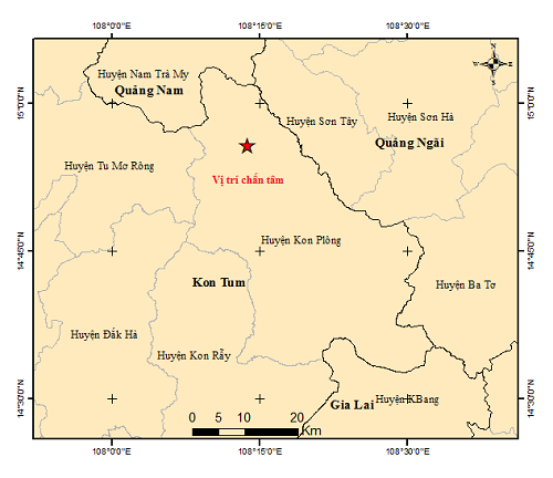 (ĐCSVN) – Liên tiếp đã xảy ra 9 trận động đất tại khu vực huyện Kon Plông (tỉnh Kon Tum) trong ngày 22/8, trong đó trận mạnh nhất có độ lớn M = 4,4. Động đất không gây thiệt hại về người và tài sản.