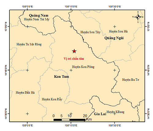 (ĐCSVN) – Chỉ trong sáng nay (7/2), 5 trận động đất liên tiếp đã xảy ra tại khu vực huyện Kon Plông của tỉnh Kon Tum, Tây Nguyên. Trong đó trận mạnh nhất có độ lớn 4.0, có thể cảm nhận được rung chấn trên mặt đất.