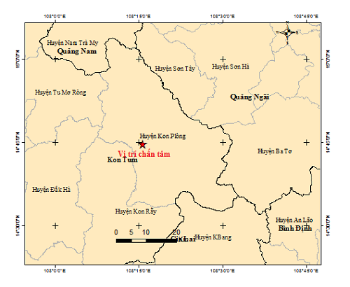 (ĐCSVN) - Sáng 13/11, liên tiếp xảy ra các trận động đất ở huyện Kon Plông, tỉnh Kon Tum. Trong đó, trận mạnh nhất có độ lớn 4.0, gây rung chấn trên mặt đất.