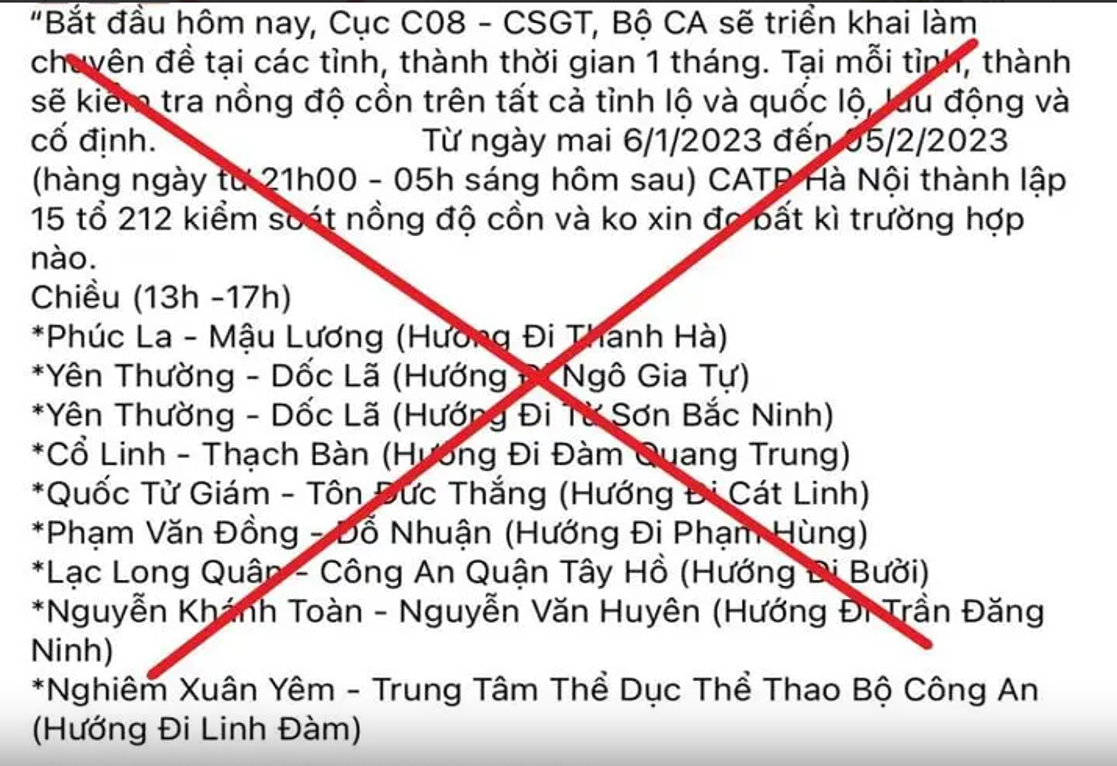 (ĐCSVN) - Liên quan đến một số thông tin về hoạt động kiểm soát nồng độ cồn, mới đây, đại diện cơ quan chức năng đã bác bỏ những thông tin không chính xác lan truyền trên mạng xã hội Facebook.