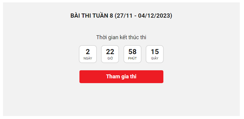 (ĐCSVN) - Tuần thi thứ 8 - tuần cuối cùng của Cuộc thi “Chung tay vì an toàn giao thông” năm 2023, sau 4 ngày diễn ra đã thu hút đông đảo người tham gia dự thi với hơn 362 nghìn lượt thi. Tuần thi này sẽ kết thúc vào 9h00 thứ Hai tuần tới, ngày 04/12/2023.