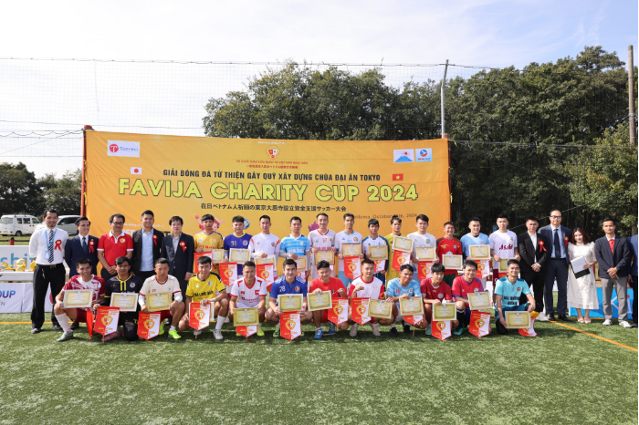 (ĐCSVN) - Ngày 27/10, FAVIJA CHARITY CUP 2024 - giải bóng đá từ thiện phát động quyên góp ủng hộ quỹ xây dựng chùa Đại Ân – một địa điểm sinh hoạt tâm linh của người Việt giữa lòng thủ đô Tokyo đã diễn ra tại sân vận động Redsland, TP Saitama, Nhật Bản.