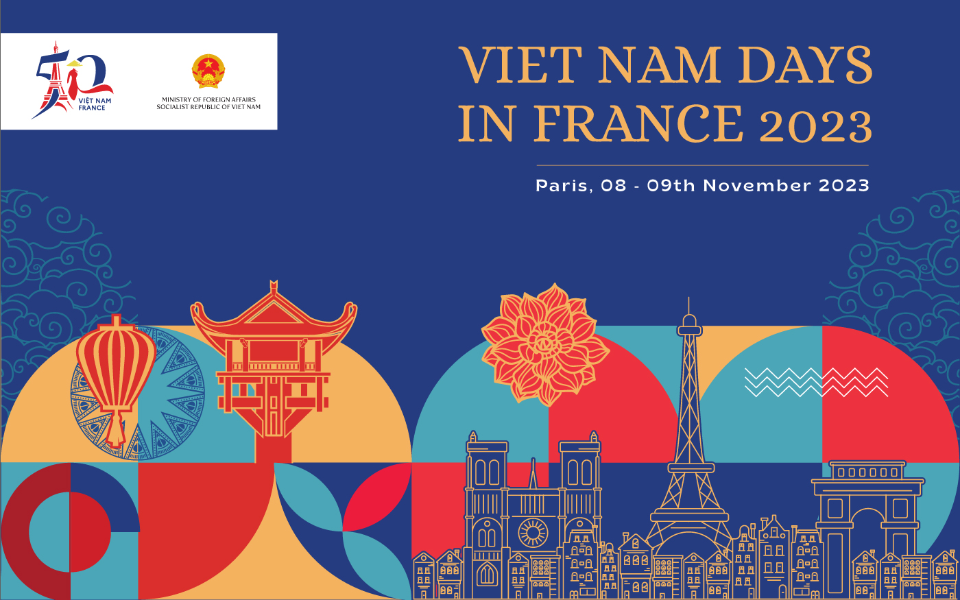 (ĐCSVN) - Chương trình “Ngày Việt Nam tại Pháp 2023” diễn ra vào ngày 8, 9/11 tại Paris nhân dịp kỷ niệm 50 năm hai nước thiết lập quan hệ ngoại giao (1973-2023) và 10 năm quan hệ đối tác chiến lược Việt Nam-Pháp (2013-2023).  