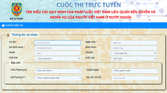 (ĐCSVN) - Ngày 25/10, Cuộc thi trực tuyến “Tìm hiểu các quy định của pháp luật liên quan đến quyền và nghĩa vụ của người Việt Nam ở nước ngoài” chính thức được bắt đầu.