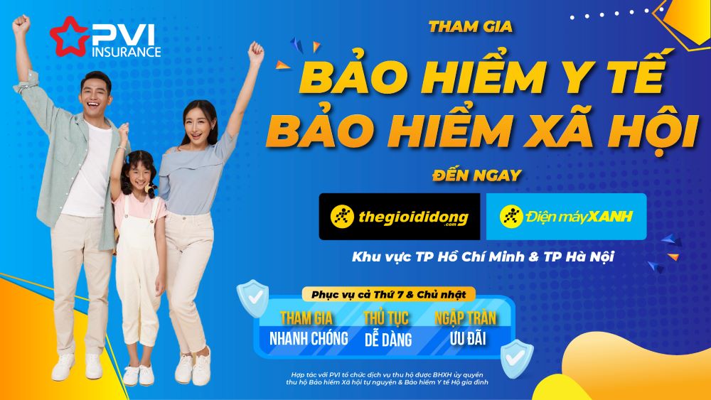 (ĐCSVN) - Tổng Công ty Bảo hiểm PVI và Thế giới di động sẽ cùng hợp tác triển khai mở rộng các điểm thu BHXH tự nguyện, BHYT trên toàn quốc.