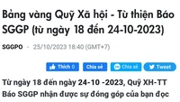 Bảng vàng Quỹ Xã hội - Từ thiện Báo SGGP (từ ngày 22 đến 28-11-2023)