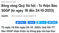 Bảng vàng Quỹ Xã hội - Từ thiện Báo SGGP (từ ngày 13 đến 19-12-2023)