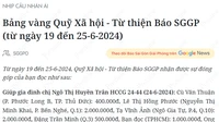 Bảng vàng Quỹ Xã hội - Từ thiện Báo SGGP (từ ngày 19 đến 25-6-2024)