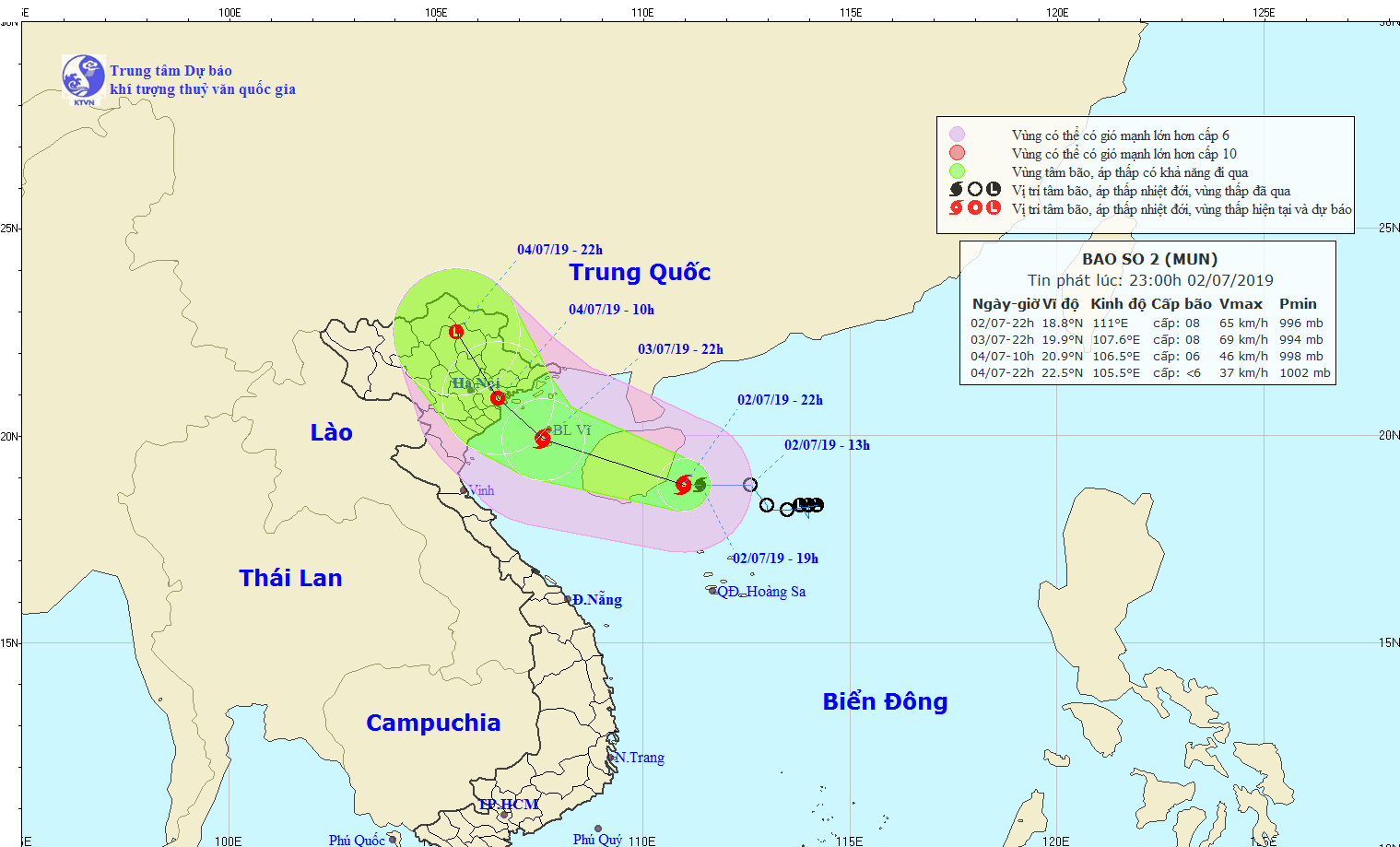 Bão hướng vào miền Bắc