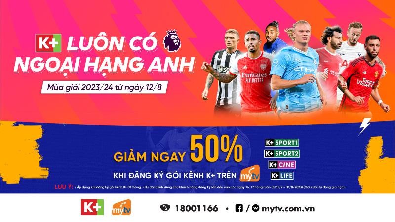  Khởi tranh Ngoại hạng Anh 2023/2024 - Xem trực tiếp và độc quyền gói kênh K+ truyền hình MyTV 